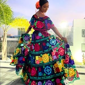 Handmade authentic embroidered Mexican dress